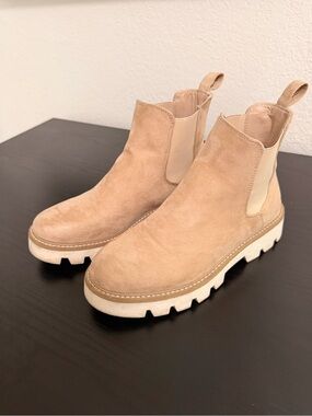 Chinese Laundry Suede Chelsea Booties in Beige Tan